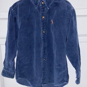 Boys navy corduroy button down shirt